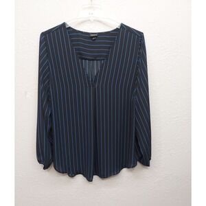 Torrid Top Blouse Womens 3 Black Blue V Neck Long Sleeve Career Flowy Plus Size